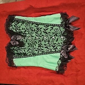 Green and black corset